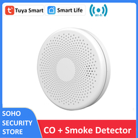 Tuya 2 w 1 czujnik dymu CO czujnik tlenku węgla Alarm wbudowany alarm dźwiękowy 85dB wskaźnik LED bezpieczeństwo w domu ochrona przeciwpożarowa 1